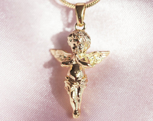 Angel Necklace , Baby Angel Necklace , Cherub Necklace , 18K Gold Plated Necklace , Cherubim Necklace