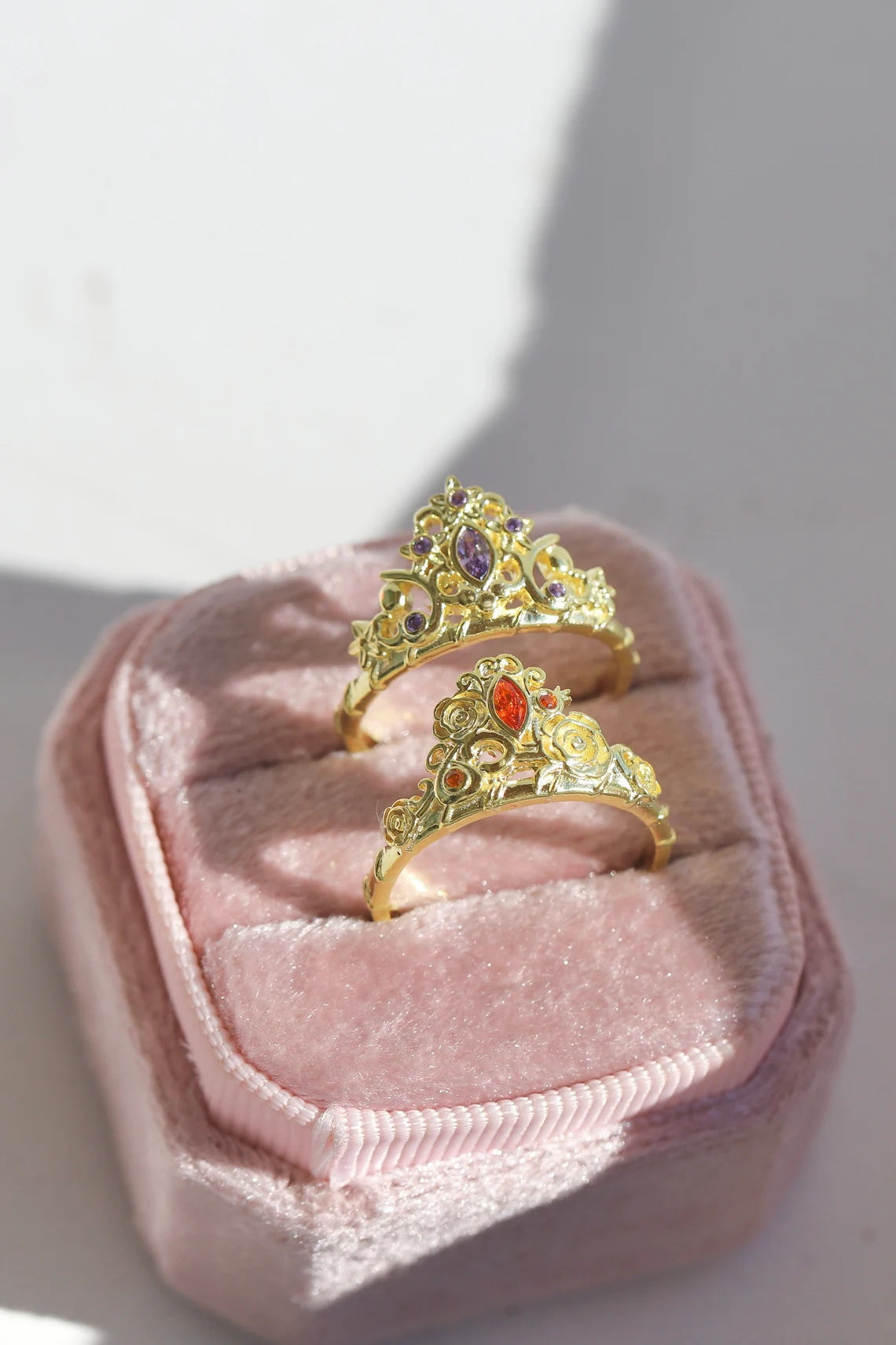Diamond Castle Liana And Alexa Crown Ring, Friendship Ring Birthday Gift