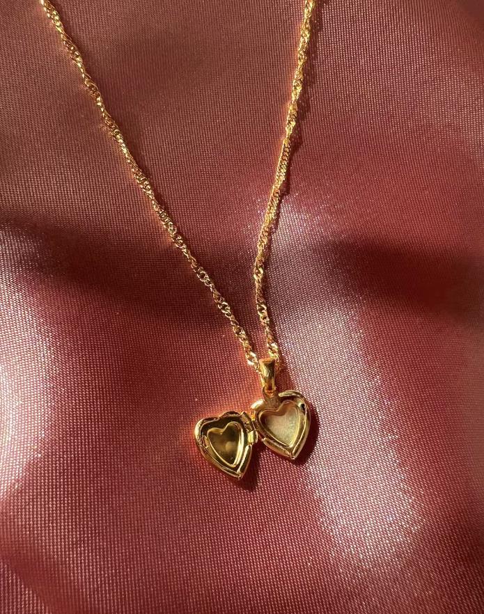Locket Necklace Nutcracker Princess Clara Heart Locket Gold Plated Brass Cz Necklace