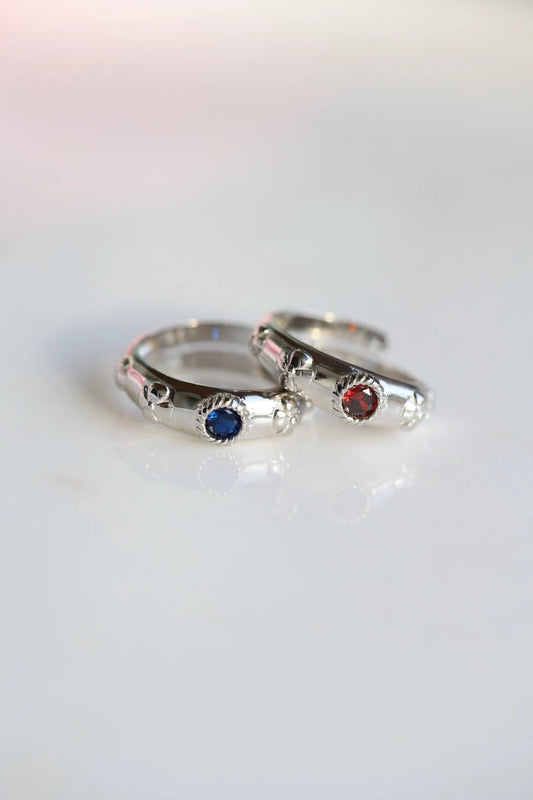 Moving Castle Ring, Red Gem Ring, Blue Gem Ring, Couple Ring Set, Cosplay Rings, Cosplay Accessory, Anime Rings, Howl Rings Set, Sophie Ring