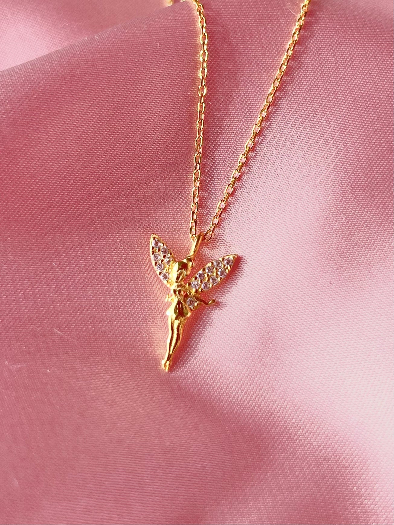 Tinker Bell Fairy Minimalist Necklace, Dainty Tinker Bell Rosetta Protagonists Pendant Gift for Peter Pan lover -925 Sterling Silver